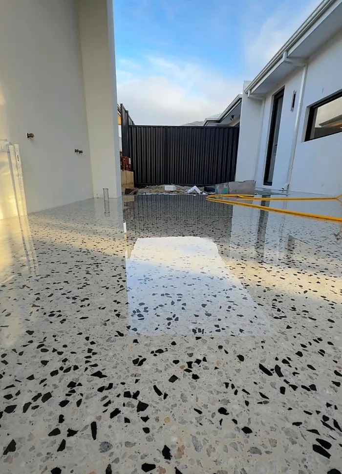 Honed aggregate alfresco area, Perth metro