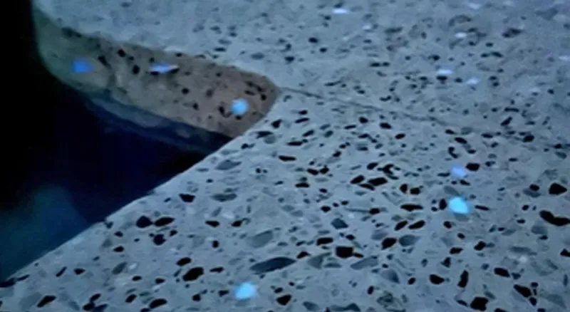 Glow stone concrete feature - UV-reactive aggregate, Mandurah